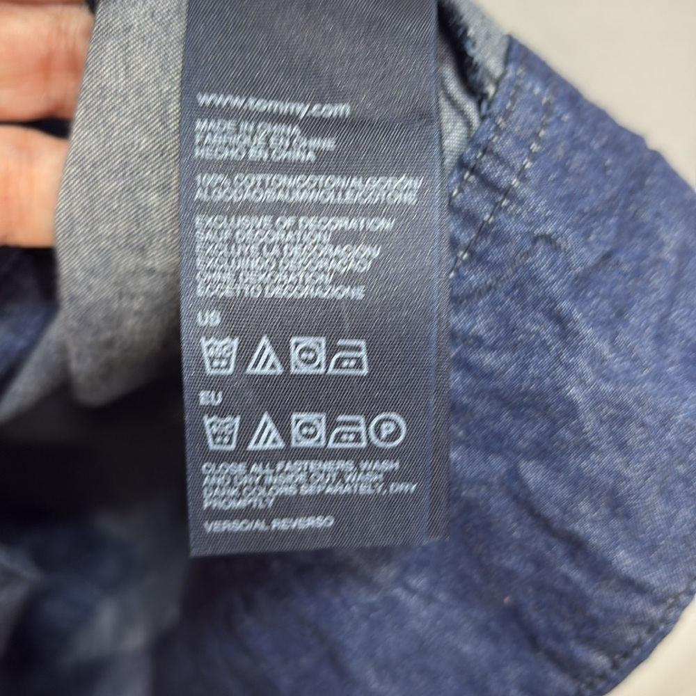 🐄 Tommy Hilfiger, dark chambray, short sleeve shirt dress with pockets - Picture 5 of 5